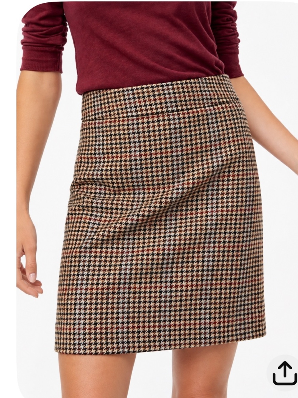J Crew Black/Brown Houndstooth Mini Pencil Skirt Size 0